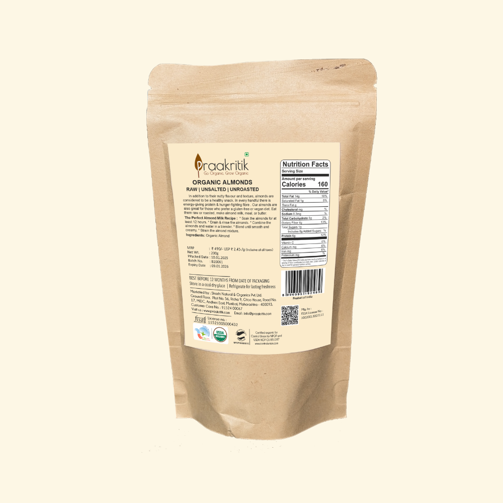 Almonds Organic - 200 gms