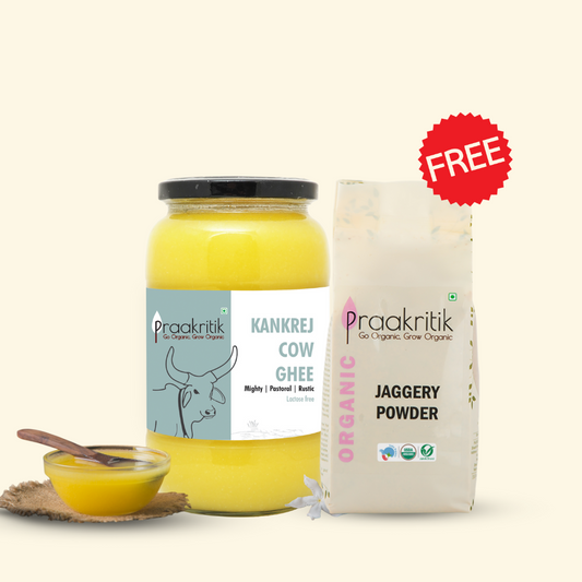 Kankrej Cow Ghee 1 Litre + Organic Jaggery Powder 500 gms Free
