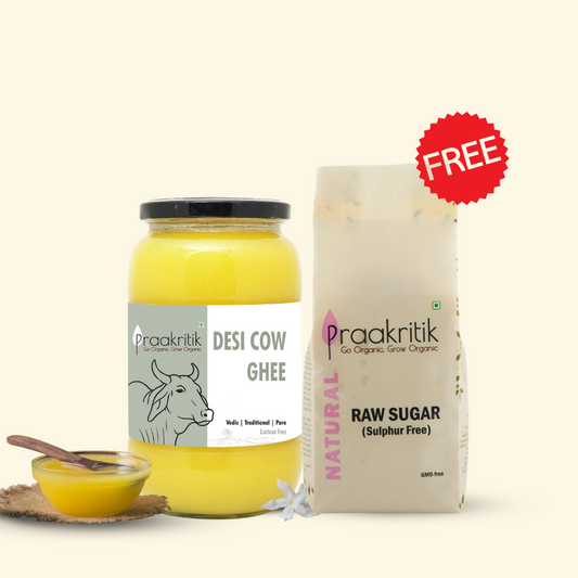 Desi Cow Ghee 1 Litre + Raw Sugar 500 gms Free