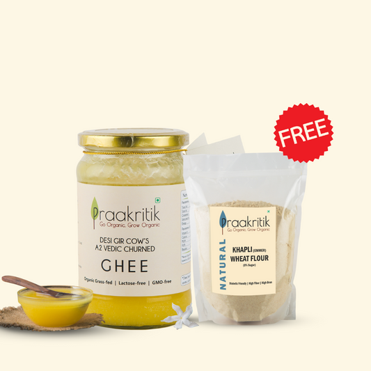 Desi Gir Cow Ghee 1 Litre + Khapli Atta 1 kg Free